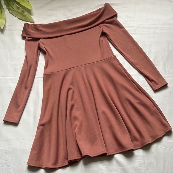 𝅺⭐️nwt ASOS PREMIUM Heavy Rib Bardot Skater Dress⭐️ - Picture 4 of 5